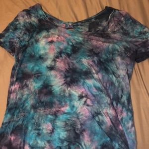 back cut tie dye tee shirt